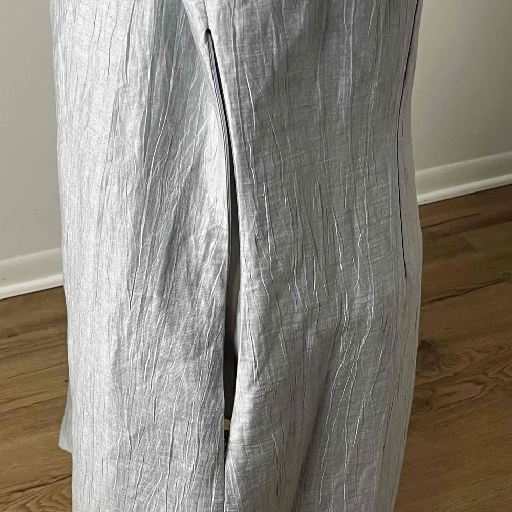 NWT J.CREW Gray Mini Shift Dress‎ Linen Blend Bell Sleeve Scoop Neck Pockets 14